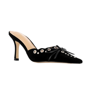 XINZI RAIN Petites quantités minimales de commande – Sandales mules à bride cheville pour femme, taille 43, en cuir microfibre, à talon haut, avec nœud, pour l'été - Product Image 1