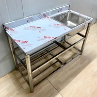 Évier de cuisine multifonctionnel tout-en-un en acier inoxydable avec support à couteaux et égouttoir, simple ou double bac