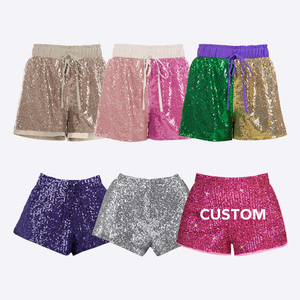 <span class=keywords><strong>Short</strong></span> <span class=keywords><strong>de</strong></span> course en coton pour femmes Mini imprimé guépard doré léopard noir à paillettes personnalisé pour les femmes - Product Image 1