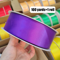 Rubans en polyester personnalisés en gros, rouleaux de 5 cm, 100 et 50 yards, ruban satiné double face rose de 2 pouces pour la décoration de boîtes cadeaux