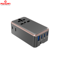 FOXCAN Adaptateur de voyage ultra-fin de nouvelle conception, chargeur rapide PD 35W avec 1 port USB-A et 3 ports USB-C, léger et compact, prise USA/EU/UK/AU