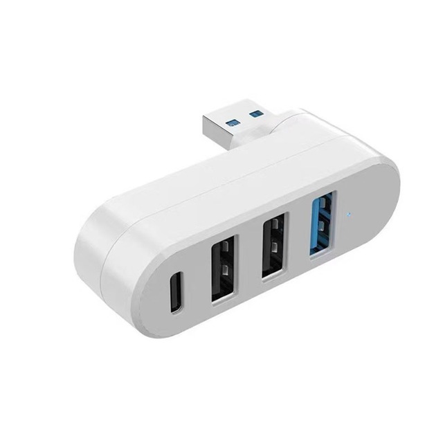 Wholesale 4-In-1 Rotatable 4 Port USB 3.0 Hub Splitter USB C Power Data Port USB Type-c Extender for MacBook Small Size Stock