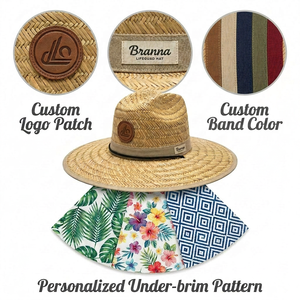 Sombrero de Paja Personalizado con Logotipo de Flamenco, para Verano, Jardín, Protección Solar, Pesca, Ala Ancha, Estilo Salvavidas - Product Image 3