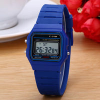 Jam Tangan Anak LED Ultra Tipis Multifungsi Bercahaya, Jam Elektronik Olahraga, Jam Tangan Anak Perempuan, Jam Kotak Digital F91W