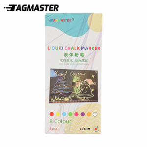 Lot de marqueurs à <span class=keywords><strong>craie</strong></span> <span class=keywords><strong>liquide</strong></span> à pointe plate de 6mm-8 couleurs chacune | Marque Tagmaster - Product Image 2
