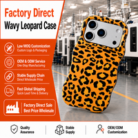 Coque antichoc 2-en-1 à motif léopard et bords ondulés pour iPhone 17 16 Pro Max, avec film de protection contrastant et motif personnalisé