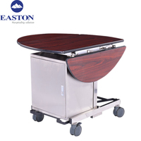 EASTON Hotelzimmerservice-Trolley, faltbar, Mahagoni-MDF-Tischplatte, gebürsteter Edelstahlrahmen, Servierwagen, 925x845mm