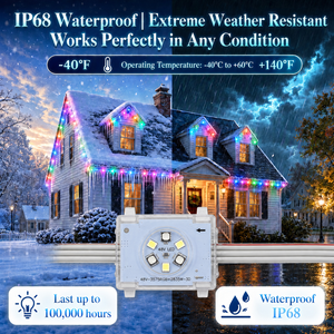Éclairage de Noël extérieur permanent 48V RGB à points lumineux résidentiels IP68, 200ft 400ft, pour poutres de toit - Product Image 2