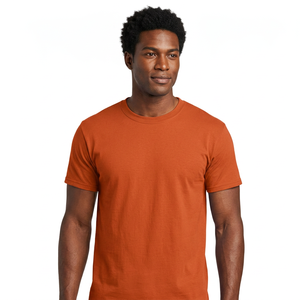 Men's <b>Orange</b> Short Sleeve <b>T</b>-<b>Shirt</b> 100% Cotton Jersey Plain Dyed Oversized Fit Casual O-Neck Geometric Pattern Breathable - Product Image 5