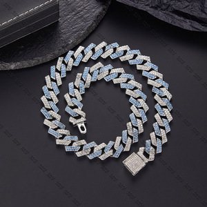 Collar para hombre de estilo europeo y americano, con incrustaciones de <span class=keywords><strong>diamantes</strong></span> de 15 mm, joyería moderna de hip-hop, collar de cadena grande de oro. - Product Image 3