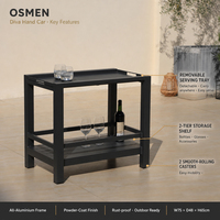 OSMEN DIVA Handcar avec table de rangement multifonctionnelle en aluminium pour l'extérieur Patio