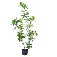Plante Artificielle Réaliste Haute Simulation Feuillage Monstera Olive Schefflera Hawaïenne en Pot avec Pot en Plastique Noir pour Décoration Intérieure