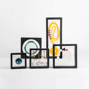 Custom Logo Colorful 3d Pe Film Floating Frame Display Case Stand Holder Plastic Gift Transport Jewelry Storage Box Packaging