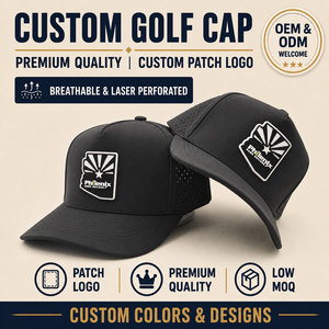 Gorra de Golf Modernista de Cinco Paneles, Sólida e Impermeable, con Emblema de Silicona Personalizado, Bajo MOQ, OEM, Perforada con Láser, Transpirable, Estilo Urbano - Product Image 1