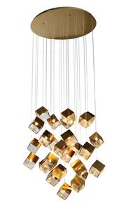Lustres suspendus en verre cristal en forme de boîte à glaçons pour villa, style moderne, pour escalier de loft, table à manger, îlot de cuisine ou salon - Product Image 2