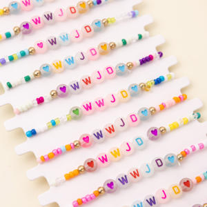 Personalizable 26 Letras Monograma <span class=keywords><strong>Palabra</strong></span> ¿Qué haría Jesús Semillas Cuentas Christian Woven Pulsera Regalo - Product Image 2