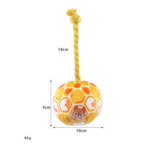 Jouet pour chien au design de dessin animé pour l'intérieur et l'extérieur, écologique, durable, pour le nettoyage des dents, jouet en peluche en forme de ballon de football avec son - Product Image 6