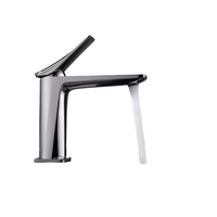Robinet de lavabo de salle de bain monotrou en laiton avec mitigeur eau chaude/froide, design moderne, avec cartouche céramique et poignée unique