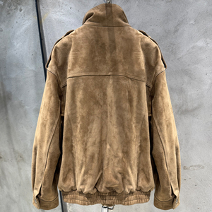 Chaqueta de piel de oveja auténtica con cuello alto y corte oversize, abrigos de gamuza, chaqueta bomber de gamuza para mujer - Product Image 2