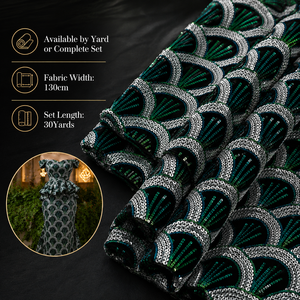 Tissu de dentelle en velours perlé nigérian de luxe avec de lourdes paillettes pour robe de mariée Aso Ebi - Product Image 1