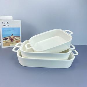 Hot Bán Gốm Nướng Bộ Đồ Ăn Kích Thước Trung Bình Bộ Đồ Ăn Nướng Khay Pan Màu Trắng Với Kính Nắp Và Vàng Đứng - Product Image 6