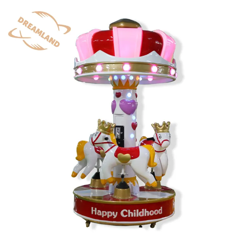 Dreamland Coin Operated 3 Player Kids Horse Swing Rides Mini Carousel Kiddie Rides Game Machine