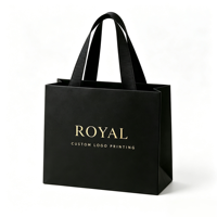 Sac cadeau en papier noir de luxe personnalisé avec logo en feuille d'or, sac fourre-tout pour bijoux, emballage cosmétique, impression de logo personnalisée