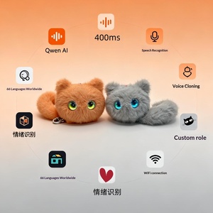 Nuovo Ciondolo <span class=keywords><strong>Giocattolo</strong></span> in Peluche AI in Poliestere e Cotone PP, Gatto Curioso Interattivo, Unisex 0-24 Mesi, Transfrontaliero - Product Image 2