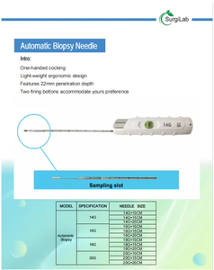 Aiguille de biopsie semi-automatique jetable 16G 18G 20G avec aiguille coaxiale pour usage médical - Product Image 5