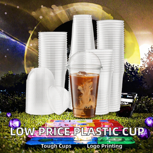 Vasos de Plástico de Pared Simple para Jugo con Impresión de Logotipo Personalizado al por Mayor, Tapa Transparente Tipo Domo, Precio Bajo, Vasos Plásticos con Tapa Domo - Product Image 3