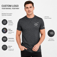 Camiseta de Hombre al por Mayor con Logotipo Personalizado, 180g, Algodón Color Carbón, Manga Corta, Cuello Redondo, Detalle de Puntada Cruzada, Estilo Casual, OEM