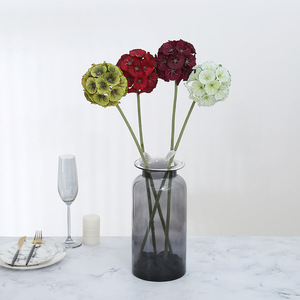 Fleurs artificielles réalistes en gros : Scabiosa Pom-pom et <span class=keywords><strong>Allium</strong></span> plissé floqué pour la décoration moderne de la maison et des mariages - Product Image 1