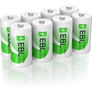Pack de 8 piles rechargeables EBL format C 5000mAh Ni-MH numériques pour piles EBL format C - Product Image 1