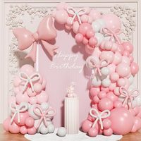 Kit de Globos Rosa Macaron con Lazo Blanco, Globos de Látex y Metalizados para Baby Shower, Cumpleaños de Niña, Decoración de Fondo para Fiestas