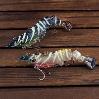Leurre de pêche crevette multi-sections ultra-réaliste coulant 6cm 8cm 10cm pour poissons d'eau douce
