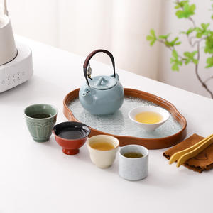 Juego de Té de Cinco Hornos Famosos, Tetera Xishi de Cerámica Ru, Juego de Regalo de Té Kung Fu Hecho a Mano, Estilo de Lujo - Product Image 3