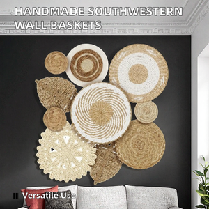 Cestas de Fibra Vegetal Hechas a Mano para Montar en la Pared, Estilo Suroeste, para Almacenamiento, Decoración Ecológica para Bodas y Hogar - Product Image 2