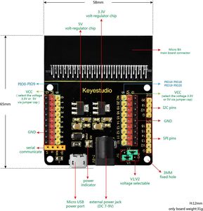 Carte d'extension <span class=keywords><strong>KEYESTUDIO</strong></span> BBC Microbit, adaptateur de carte d'extension, kit de démarrage compatible avec la carte de contrôle Microbit V2 V1 (sans - Product Image 5