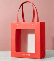 Boîte cadeau personnalisée en papier kraft avec fenêtre transparente et poignée, emballage vintage pour cadeaux de détail