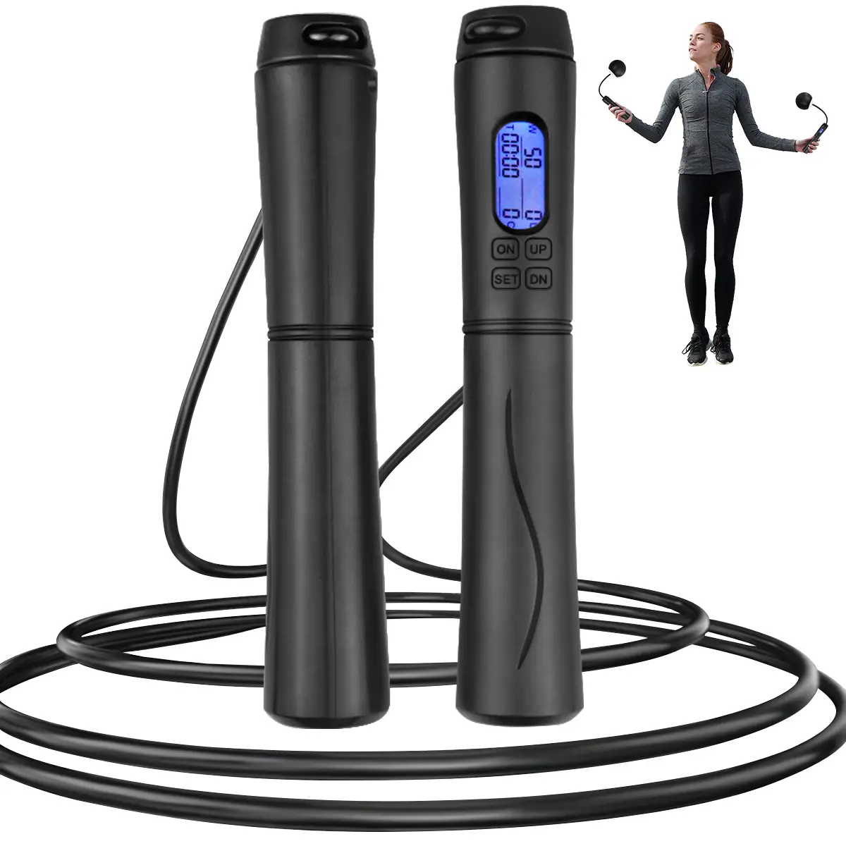 New Custom Adjustable Cordless PVC Skipping Rope LED Screen Digital Counter Wireless Weighted Jump Rope with Calorie Counter