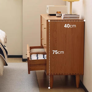 Cómoda de Madera Maciza de Estilo Nórdico con Seis Cajones, Mueble de Almacenamiento para Dormitorio en Madera de Cerezo, Diseño Minimalista - Product Image 3