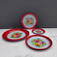 Plateau à thé en émail incassable pas cher de 35/40/45/50/55 cm, plateau rond en émail, plateau en émail