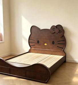 <strong>Hello</strong> <strong>Kitty</strong> Cartoon Solid Wood Children's <strong>Bed</strong> with Storage Drawers, Perfect for Girls' Bedrooms - Product Image 2