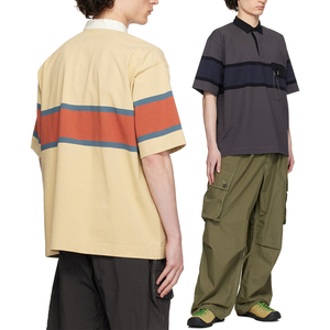 Polo Homme Personnalisé KingSen à Blocs de Couleurs, T-shirt Oversize Rayé à Épaules Tombantes, Manches Courtes en Coton Respirant avec Poche Poitrine - Product Image 5