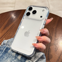 Coque de téléphone antichoc transparente en TPU souple et PC rigide pour iPhone 18 Pro Max 17 Air 17 16E 16 15 14 13 12 11 – Dos transparent