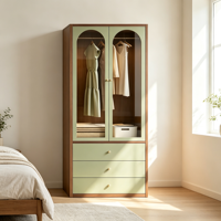 Armoire autoportante moderne en métal uni avec tiroirs multicouches, penderie robuste en acier au carbone pour la décoration d'appartement