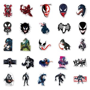 50pcs vente chaude personnalisé dessin animé Graffiti décoration cahier bouteille d'eau planche à roulettes autocollant <span class=keywords><strong>Marvel</strong></span> venin autocollant - Product Image 3