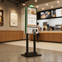 Kiosque de commande automatique à double écran sur pied, écran tactile, paiement en libre-service pour restaurant QSR