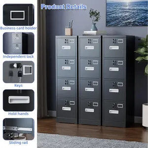 Archivador Metálico Vertical Moderno con 4 Cajones y Cerradura para Oficina y Hogar, Tamaño A4/Legal, con Porta Tarjetas <span class=keywords><strong>de</strong></span> Visita, Origen Estadounidense, Enviado por Correo - Product Image 3