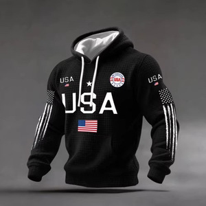 Sudadera con Capucha para Hombre, 100% Algodón Tejido, Transpirable, Diseño con Estampado de EE. UU., con Bolsillo, 2025 - Product Image 4